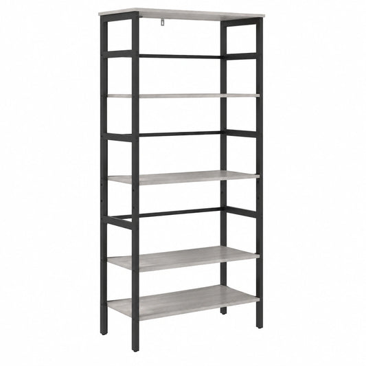 Bibliothèque, réglable, avec rangement, avec étagères, en acier, coloris gris, 60 x 29,5 x 149 cm, pour le salon ou le bureau