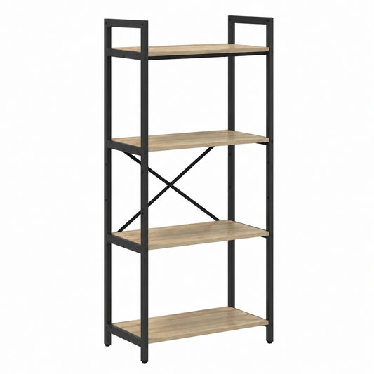 Bureau, avec étagères, en chêne et acier, 56 x 34 x 133,5 cm, pour l’espace de travail