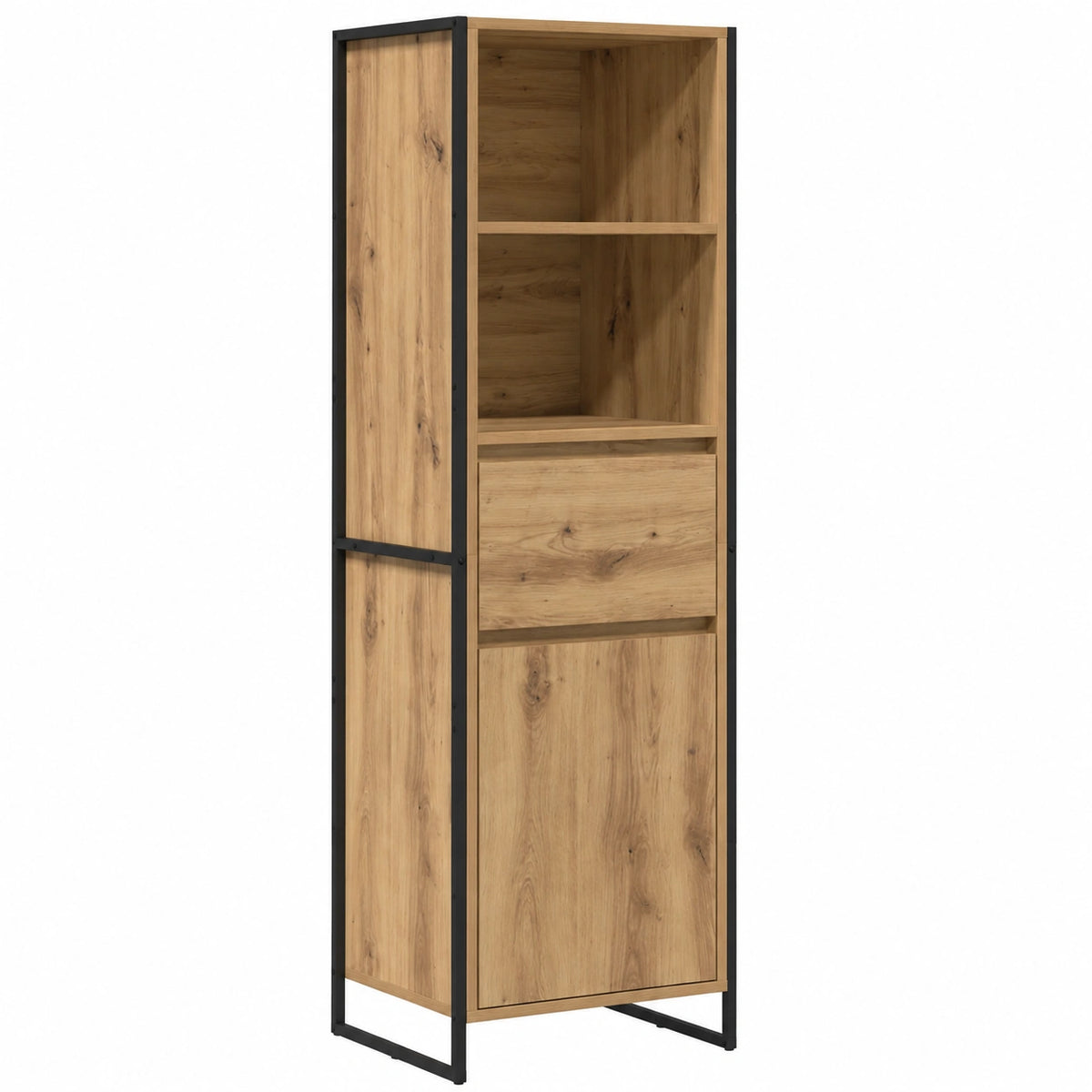 Bibliothèque, avec tiroirs, avec portes, en chêne, 43 x 36 x 150,5 cm, pour le salon ou le bureau