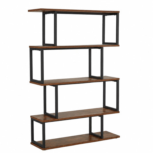 Bureau, en métal, avec rangement, avec étagères, coloris marron, 76 x 24 x 128 cm, pour l’espace de travail