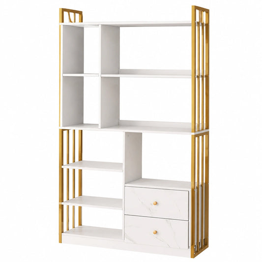 Bureau, avec rangement, avec tiroirs, avec étagères, en métal, coloris blanc, pour l’espace de travail