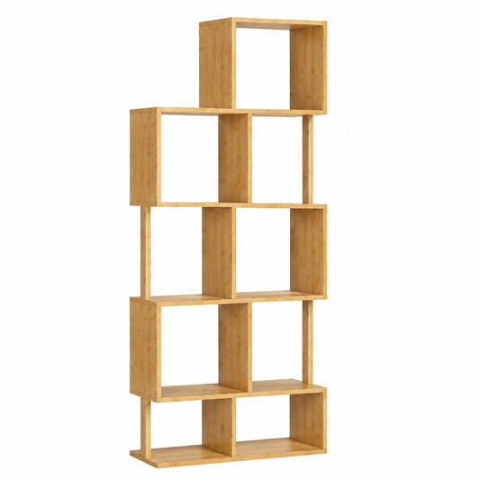 Bureau, en bambou, avec rangement, avec étagères, 62,5 x 23 x 165 cm, pour l’espace de travail